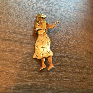 Sterling,brass  and copper hula girl brooch